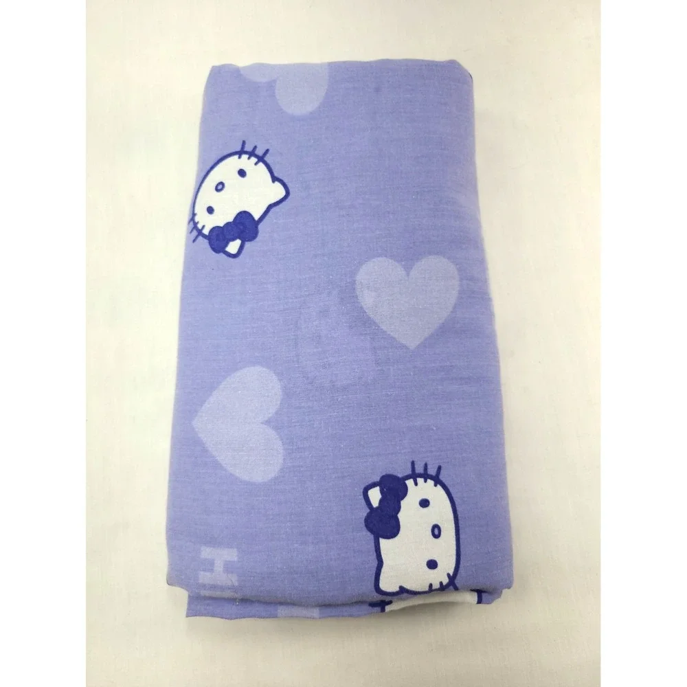 Vintage Sanrio Hello Kitty Blue Flat Sheet Cotton Polyester TWIN SIZE